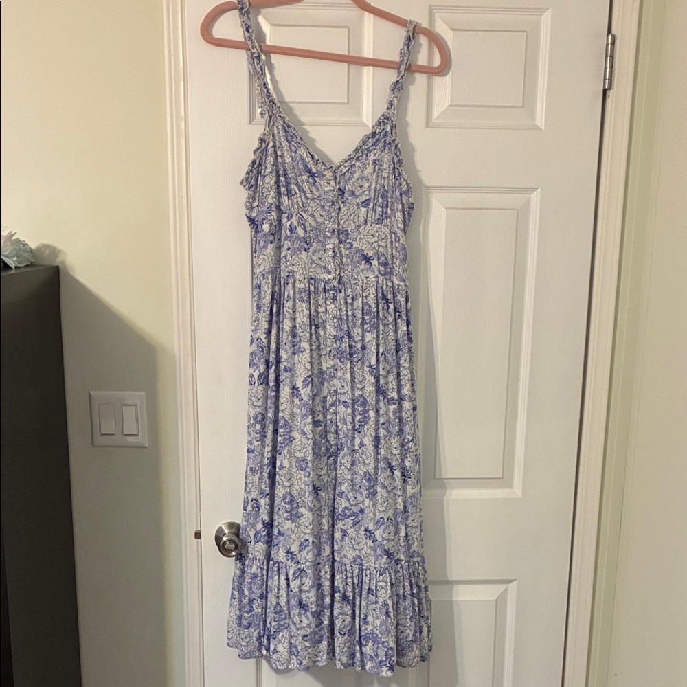 Floral Blue and White Summer Dress